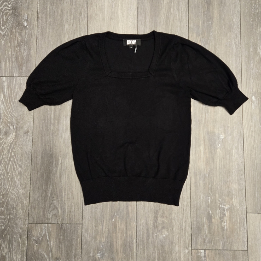 DKNY Black Short Sleeve Sweater XS